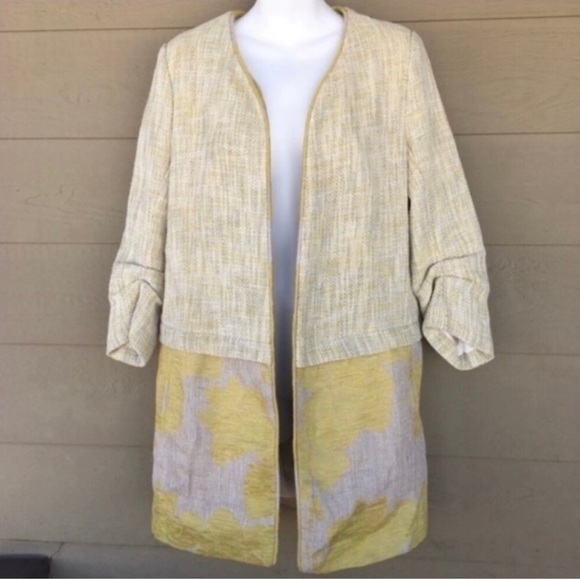 Zara Basic Yellow Open Front Coat Size M - Picture 2 of 7